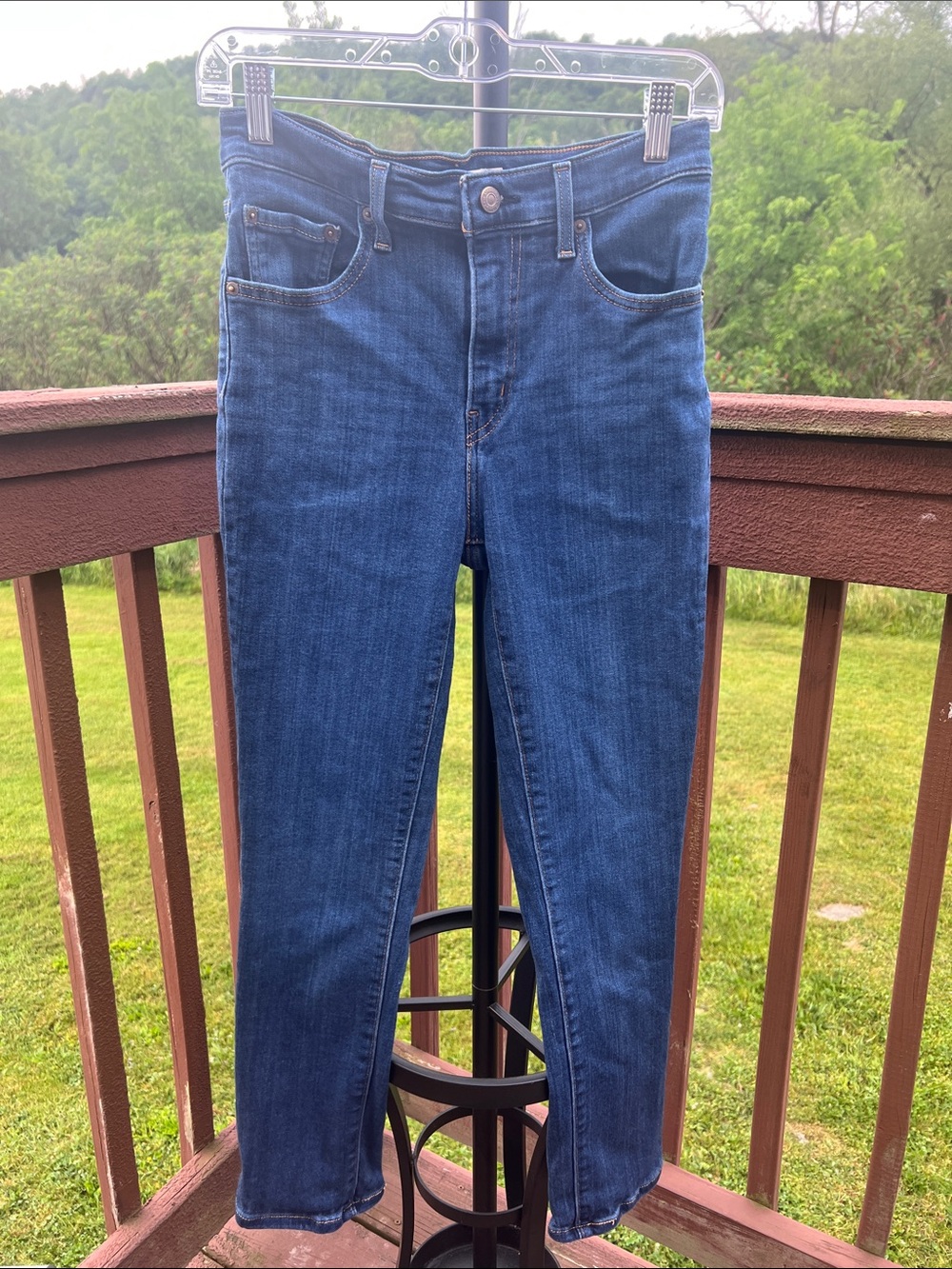 Levi's 724 High Rise Straight Jeans Size 29 Chelsea Carbon Glow Dark Wash Sculpt